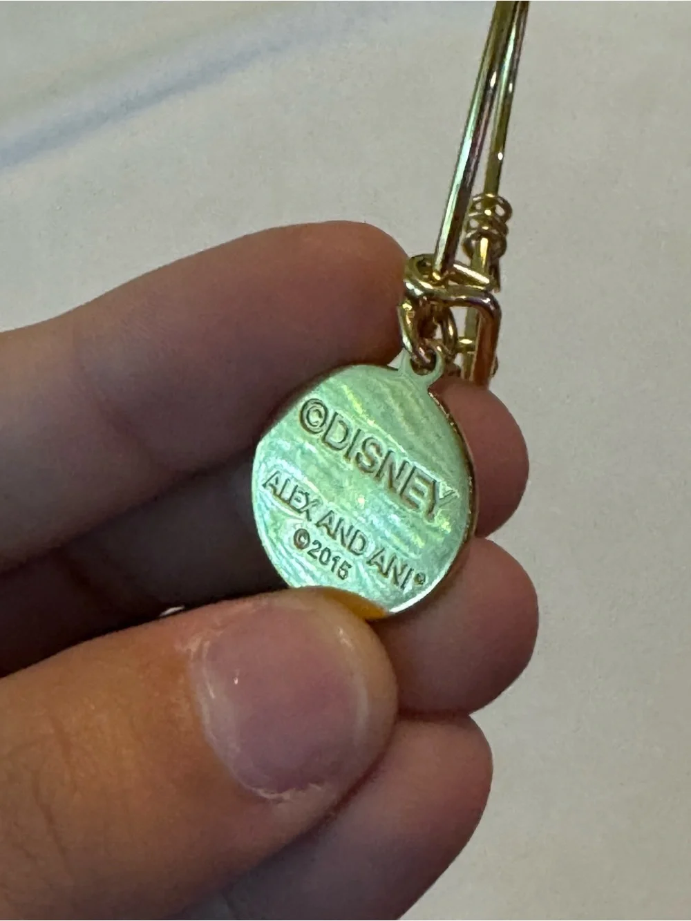 Alex and Ani Disney Parks Aulani Hawaii Green Enamel Charm Bangle — Gold Finish